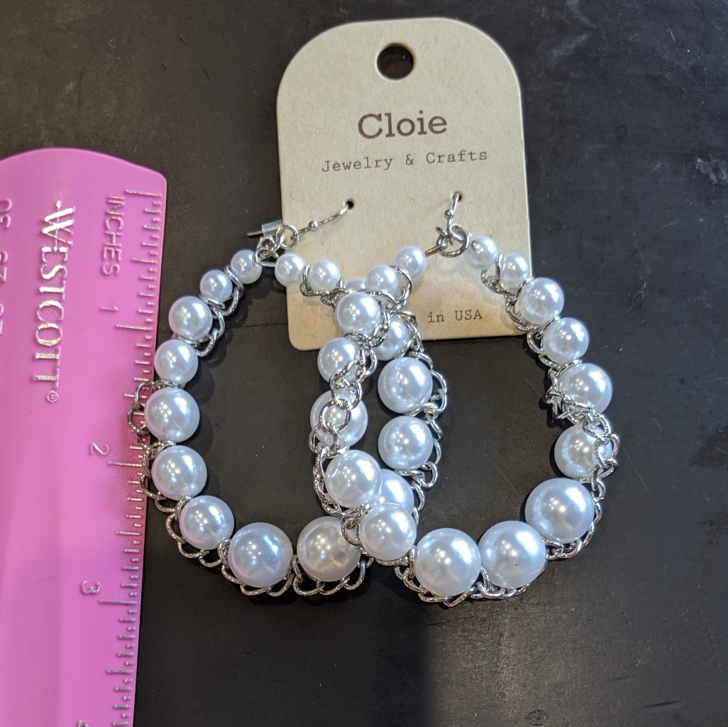 Nwt Pearl & Silver Chain Earrings